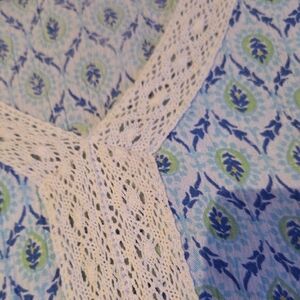 Chic Blue Patterned Women's Blouse